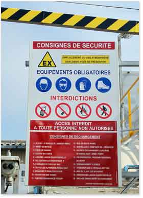 Consignes de sécurité pour chargement d'hydrocarbures