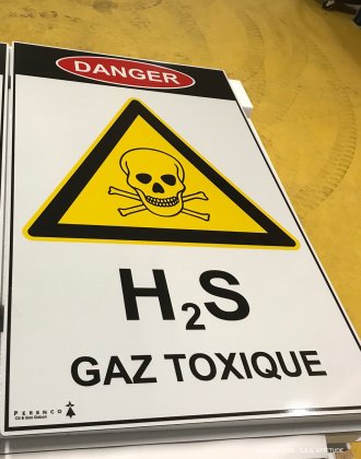 Panneau DANGER H2S - Gaz toxique